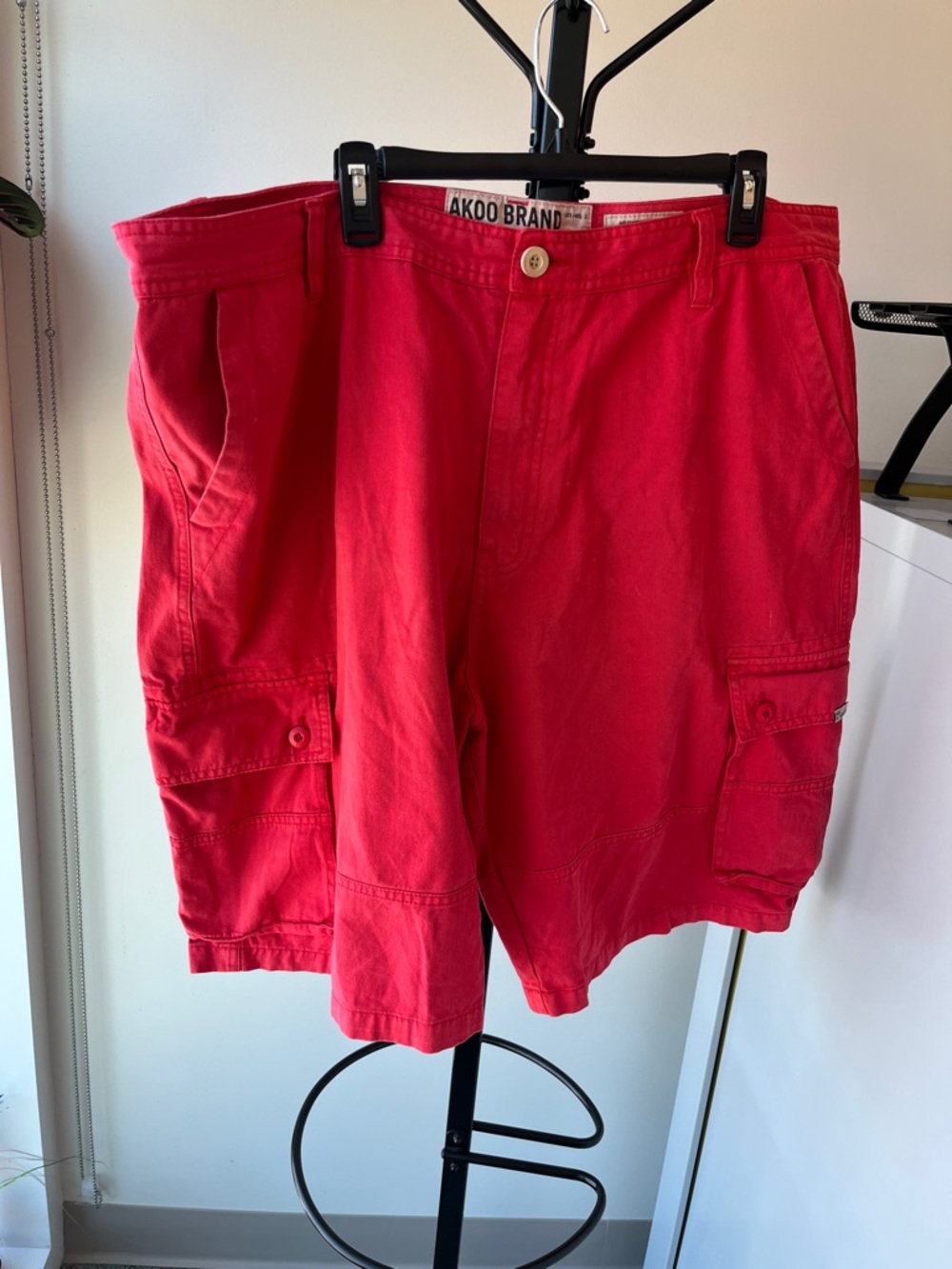 Akoo Men's Red Cargo Shorts with Utility Pockets